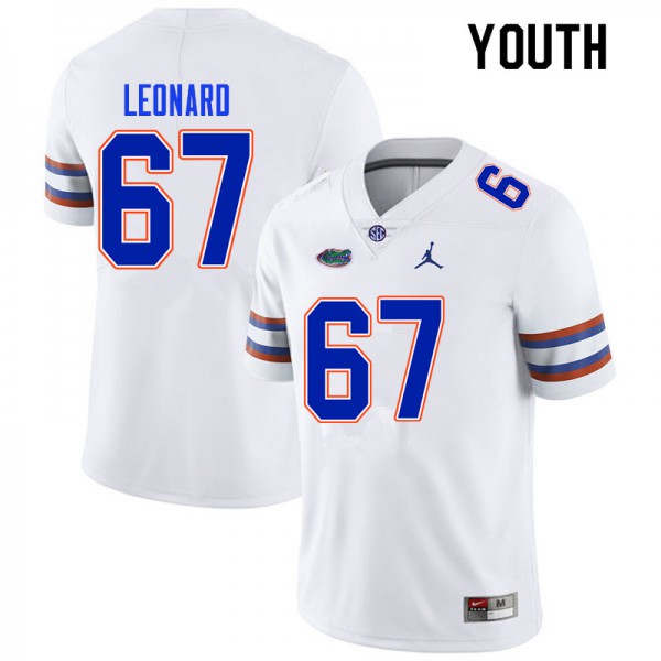 Youth #67 Richie Leonard Florida Gators College Football Jerseys White